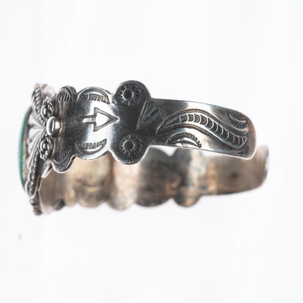 6.75" c1950 Silver Arrow-Fred Harvey style sterling and turquoise cuff bracelet