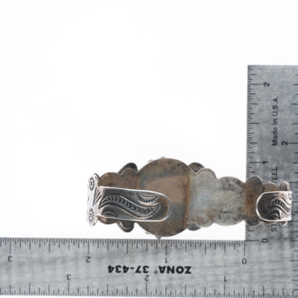 6.75" c1950 Silver Arrow-Fred Harvey style sterling and turquoise cuff bracelet