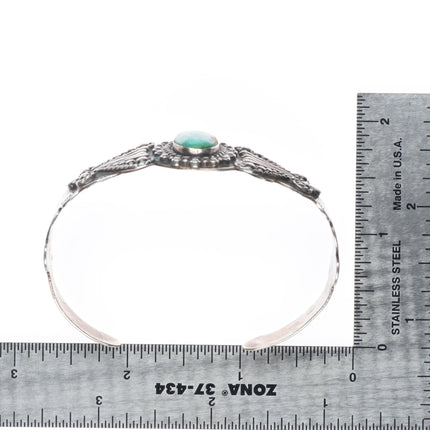 6.75" c1950 Silver Arrow-Fred Harvey style sterling and turquoise cuff bracelet