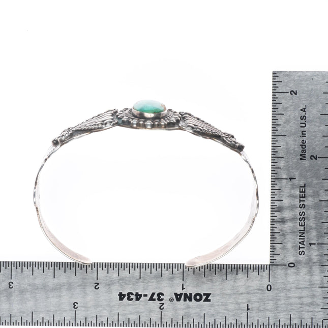 6.75" c1950 Silver Arrow-Fred Harvey style sterling and turquoise cuff bracelet