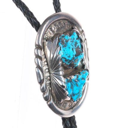 c1960 c-31 Robert and Bernice Leekya sterling silver bolo tie w/nice turquoise