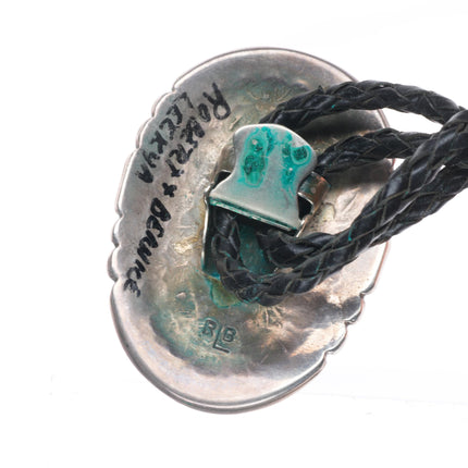 c1960 c-31 Robert and Bernice Leekya sterling silver bolo tie w/nice turquoise