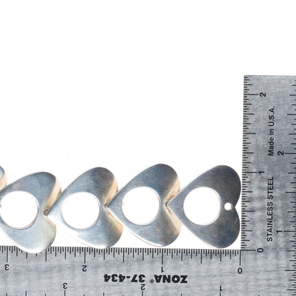 6.5" Bent Knudsen Denmark vintage sterling silver modernist hearts link bracelet