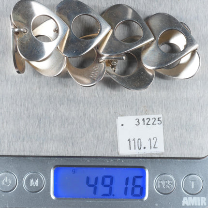 6.5" Bent Knudsen Denmark vintage sterling silver modernist hearts link bracelet