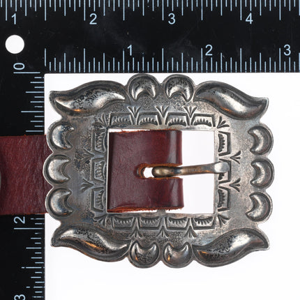 35" Albert Platero Navajo sterling silver hand stamped vintage concho belt