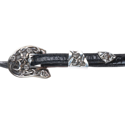 Barry Kieselstein Cord sterling silver moon & stars 3/4" ranger belt buckle set