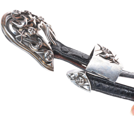 Barry Kieselstein Cord sterling silver moon & stars 3/4" ranger belt buckle set