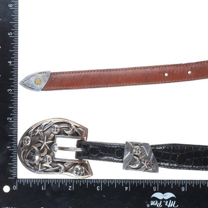 Barry Kieselstein Cord sterling silver moon & stars 3/4" ranger belt buckle set