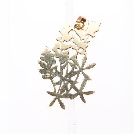 Rare Retired James Avery 14k gold Texas Bluebonnet pendant