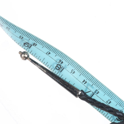 Vintage Navajo sterling silver pink mother of pearl shadowbox paw bolo tie