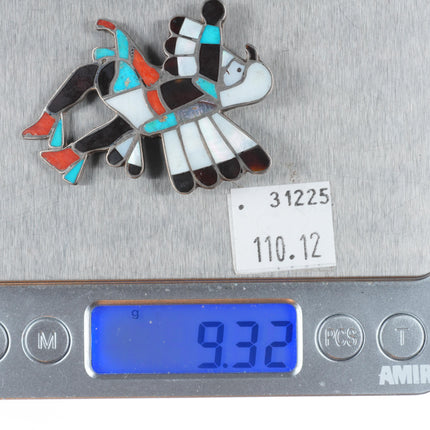 Vintage Zuni sterling silver channel inlay eagle dancer pin/brooch