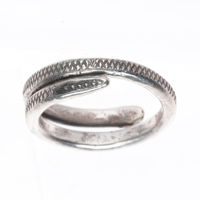 sz12 Vintage Navajo ingot silver rattlesnake ring hand chiseled scales