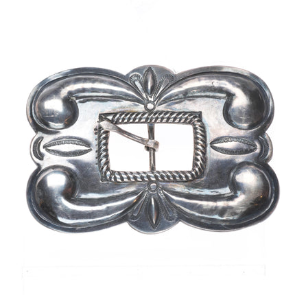 30's-40's Vintage Navajo sterling silver repousse stampwork concho belt buckle