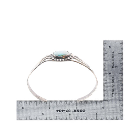 6.4" Vintage 40's-50's Fred Harvey style sterling silver cuff bracelet turquoise