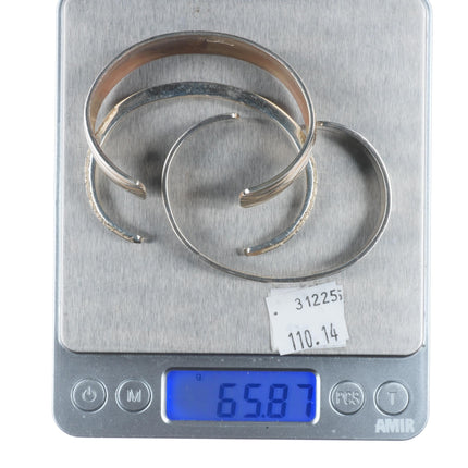 6.2" Calvin Begay, Jefferson Brown,  Henry Navajo sterling silver cuff bracelets