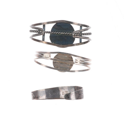 6.1" Vintage Navajo/Mexican sterling silver turquoise cuff bracelet lot