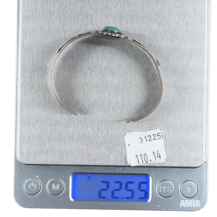 6.25" c1940's Fred Harvey sterling silver turquoise dogs/snakes cuff bracelet