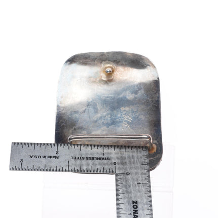 Vintage Navajo 3 stone turquoise southwestern sterling silver belt buckle