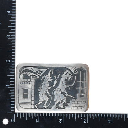 vintage Edison Wadsworth Hopi Overlay dancers belt buckle sterling silver