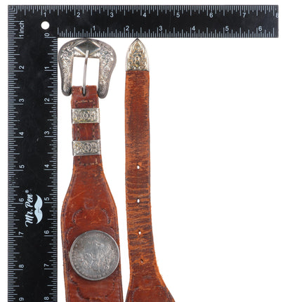 50's-60's Sterling ranger belt buckle set w/6 90% silver US Dollar coin conchos