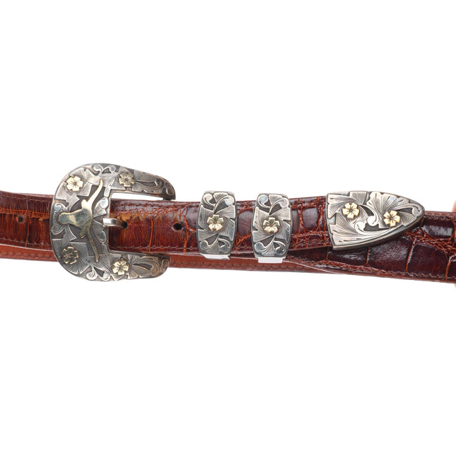 1" 14k/Sterling silver Texas Longhorn Edward Baird/Reward ranger belt buckle set