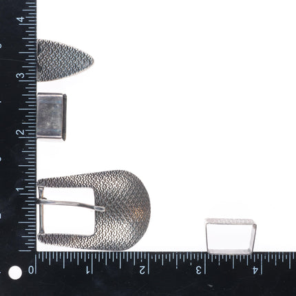 Delbert Saunders Navajo Sterling silver intricately stamped 3/4" ranger belt buckle set