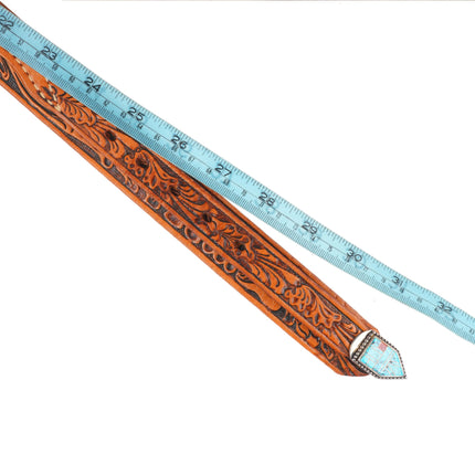 BG Mudd Navajo sterling silver turquoise/coral inlay ranger belt buckle set