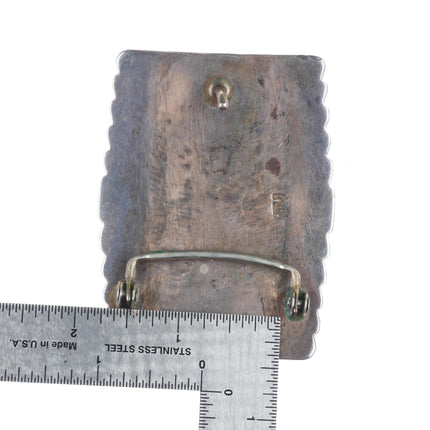 Vintage Zuni sterling silver/turquoise needlepoint/spiderweb inlay belt buckle