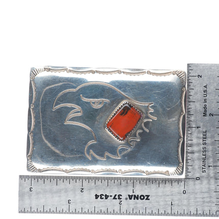Vintage southwestern sterling silver eagle/petrified wood belt buckle