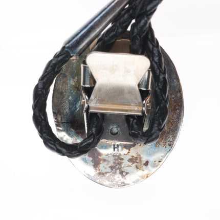Vintage Herbert Tsosie Navajo sterling silver bolo tie with nice turquoise