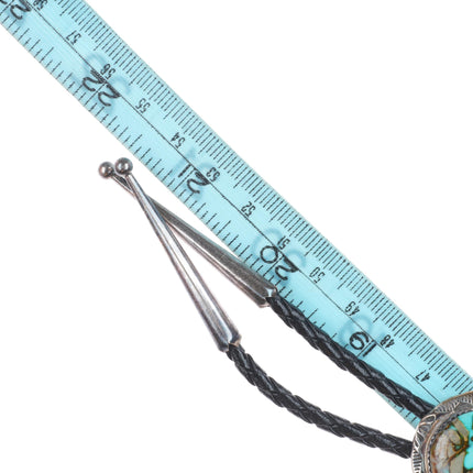 Vintage Herbert Tsosie Navajo sterling silver bolo tie with nice turquoise