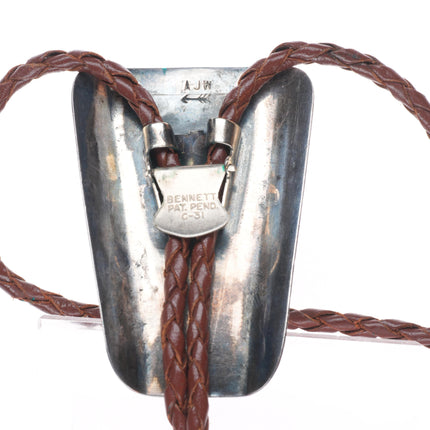 c1960 c-31 Vintage AJW Navajo sterling silver bolo tie with turquoise