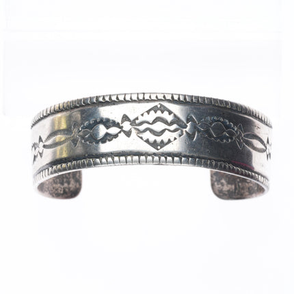 6.75" Antique Navajo Ingot silver stamped/chiseled cuff band cuff bracelet