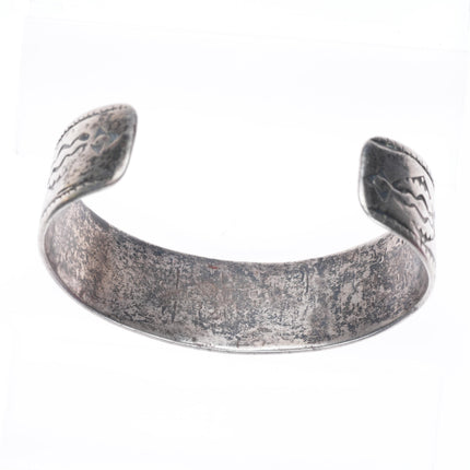 6.75" Antique Navajo Ingot silver stamped/chiseled cuff band cuff bracelet