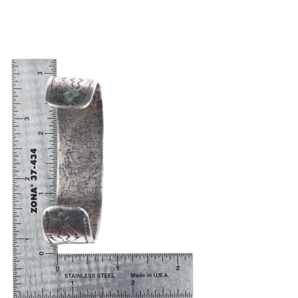 6.75" Antique Navajo Ingot silver stamped/chiseled cuff band cuff bracelet