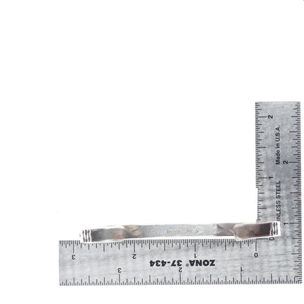 7.1" Vintage Navajo sturdy stamped sterling silver slim stacker cuff bracelet