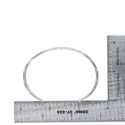 6.5" Vintage Navajo sterling silver stamped carinated double row cuff bracelet