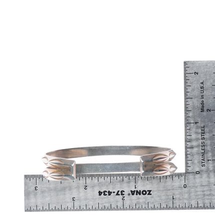 6.5" Vintage Navajo sterling silver stamped carinated double row cuff bracelet