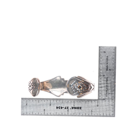 6.5" Jefferson Brown Navajo 14k gold accented sterling silver lapis cuff bracelet