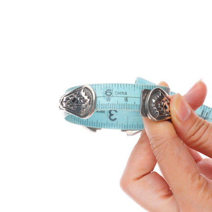 6.5" Jefferson Brown Navajo 14k gold accented sterling silver lapis cuff bracelet