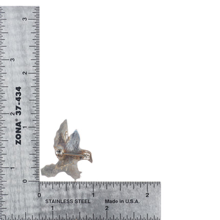 Lonjose Zuni sterling silver carved stone/shell bald eagle pendant/pin