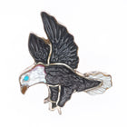 Lonjose Zuni sterling silver carved stone/shell bald eagle pendant/pin
