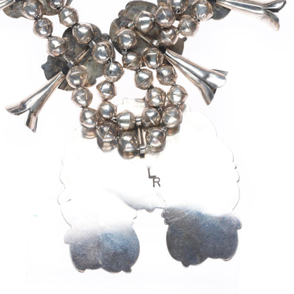 Larry Ruiz Navajo sterling silver high grade turquoise squash blossom necklace