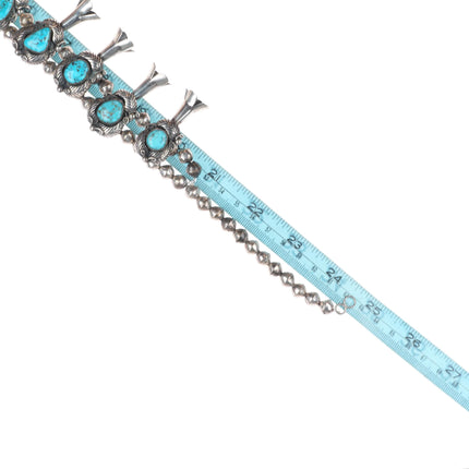 Larry Ruiz Navajo sterling silver high grade turquoise squash blossom necklace