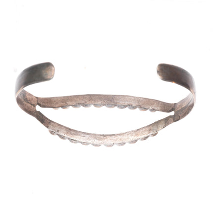 6.3" Vintage Dishta Zuni flush inlay turquoise sterling silver cuff bracelet