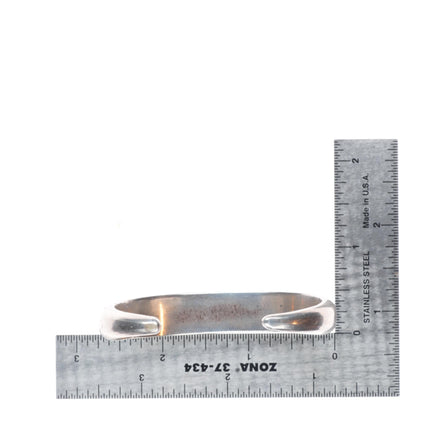 6.25" Vintage Zuni flush inlay turquoise sturdy sterling silver cuff bracelet