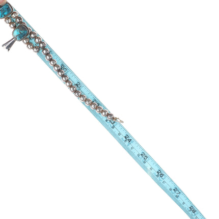 Vintage Navajo sterling silver high grade turquoise squash blossom necklace