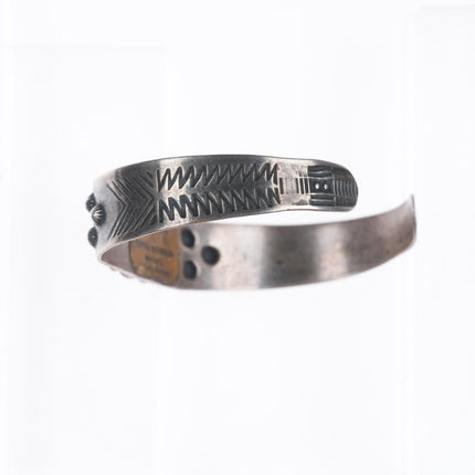 6.5" Vintage Fred Harvey sterling silver turquoise cuff bracelet orig label