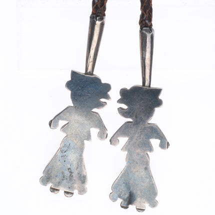 40's-50's Vintage Zuni sterling silver channel inlay thunderbird bolo tie