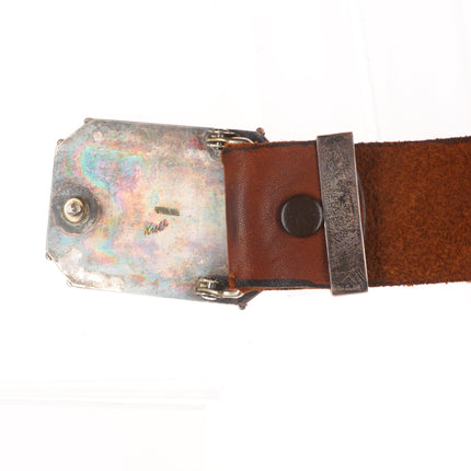 Vintage sterling silver Rhodochrosite concho belt with nice buckle